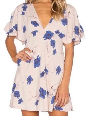 Free People Melanie Floral Flutter Sleeve Mini Dress Size 6